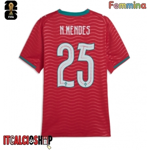 Portogallo Nuno Mendes #25 Prima Maglia Femmina Mondiali 2026 Manica Corta